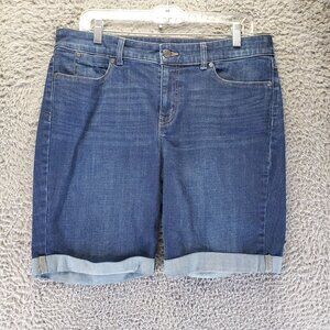 Talbots Shorts Womens Size 12 Blue Simply Flattering Stretch Denim Cuffed Hem